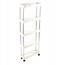  Mobil szekrény Fürdőszobai polc Tágas Keskeny kerekes 5 polcos Fehér (8360)
