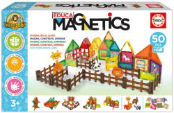 Educa Joc de construit magnetic Zoo Magnetics Park Zoo Educa 50 piese colorate cu 4 figurine ale animalelor (EDU20270) Jucarii de constructii magnetice