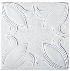 Marbet Álmennyezet - Marbet IRYS mintás fehér festhető polisztirol dekor mennyezeti burkolólap (50x50cm) nútos