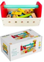 HomeandMode Fából készült Színes Játék szerszámos láda szerszámokkal (HT1000120)