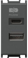 TEM Modul Incarcator 2*USB PD 20W 1M antracit (TEM-EM69AT-B)