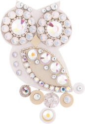 Sovičky Bájos kis bagoly bross fehér-bézs
