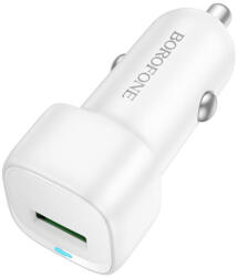 BOROFONE Cloud (BZ34) Autós Töltő - USB, Egy Portos, 18W (QC/FCP/AFC), ABS, 12-24V-hoz - Fehér