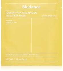 Biodance Radiant Vita Niacinamide Real Deep Mask élénkítő arcmaszk egységesíti a bőrszín tónusait