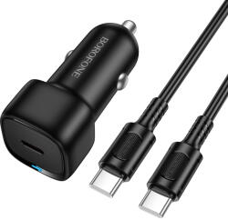BOROFONE Autós töltő BZ34A Cloud - Type C - PD 20W Type C to Type C kábellel fekete