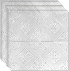 NEXTLY 50 x 3D NEXTLY öntapadós tapéta készlet, falra vagy mennyezetre, vízálló, állítható, erős ragasztó, könnyen felszerelhető, lefedettség 24, 5 nm, 70x70 cm, fehér, 79-es kód, rombusz modell (S50TAPET-79