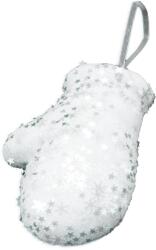 LAALU Karácsonyi dísz - kesztyű, fehér csillámos, 10 cm (LAU-2155)