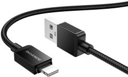 BOROFONE Data Cable Placer Series (BX120) - USB to Lightning 2.4A, 1m Alumínium Ötvözet Házzal, Nylon Fonott Kábel - Fekete