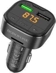 BOROFONE FM transmiter BC43 Flash MP3, Bluetooth 2xUSB + microSD QC 3.0 18W fekete