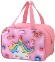 Flippy Hordozható 3D-s rajzfilm Flippy hűtőtáska gyerekeknek, oxfordi szövetből készült ebédlőtáska 27, 5x18x20 cm, egyszarvú mintás rózsaszín (131617)