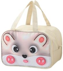 Flippy 3D rajzfilmes hűtőtáska, hordozható gyerekeknek, oxford szövetből készült uzsonnástáska, 27, 5x18x20 cm egérmintás bézs (131616)