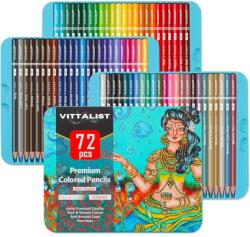 Vittalist Professzionális színes ceruza készlet rajzoláshoz és vázlatkészítéshez VITTALIST, Tartós fémdoboz, 72 szín (TCC-SET-CREIOANE-02)