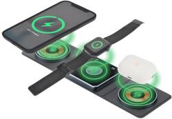 Dviced - 3-in-1 összecsukható vezeték nélküli mágneses töltő, 15W gyorstöltéssel - fekete/réz (DV230001)