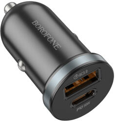 BOROFONE BZ22 autós töltő USB + Type C QC 3.0 PD 30W fekete