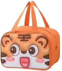 Flippy 3D-s rajzfilmes, hordozható hűtőtáska gyerekeknek, oxfordi szövetből készült ebédlőtáska 27, 5x18x20 cm, narancssárga, tigris mintával (131612)