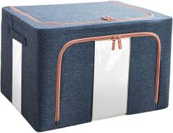 Flippy Összehajtható tárolódoboz, Flippy, cipzárral, 100 L, Textil, 60x42x40 cm, sötétkék, két ablakkal (125645)