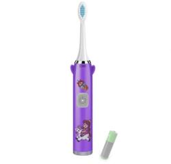 SIKS elektromos gyermekfogkefe, 1 intenzitási fokozat, puha sörték, vízálló, unikornis modell, elemmel működik, lila (SKT09)