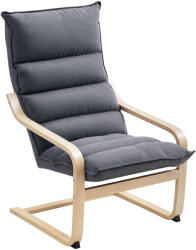 Homcom Modern Hintaszék Fa Karfákkal és Vastag Bársony Párnákkal, 67x83x105 cm, Szürke