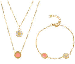 Emporia Arany tónusú Emporia Ötvözetű Szett Rózsaszínű Emporia® Kristállyal és Fehér Emporia® Kristállyal ( Nyaklánc+Karkötő ), XUP245