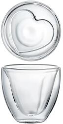 Ambition Mia Heart Pohár készlet, 2 db, kávéhoz, teához, hőálló üveg, 250 ml, szív alakú