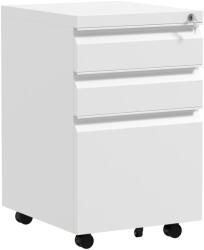 Vinsetto mobil irattartó szekrény 3 fiókkal, acél görgőkkel, kulcsos zárral, A4 formátum, 37x43, 5x60 cm, fehér