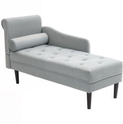 Homcom nyugágy szürke bársony kárpitozású huzattal, tömör fából és habszivacsból, 146x61x82, 5 cm