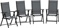 Outsunny 4 db-os összecsukható kerti szék szett hálós háttámlával és üléssel, 56x69x106 cm, szürke