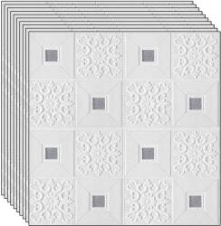 NEXTLY 50 db-os 3D NEXTLY öntapadós tapéta szett, falra vagy mennyezetre, vízálló, állítható, erős ragasztóval, könnyen felhelyezhető, 24, 5 nm-es fedettség, 70x70 cm, modern design, ezüstfehér, kód 7373-30 