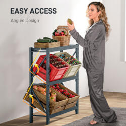 Homcom Szabadon Álló 3 Szintes Dobozos Polc, 6 Dobozos Polc Állítható Magassággal, 110x30x110 cm, Szürke