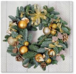 PAW szalvéta 33x33 cm (1CS/20DB) arany koszorú (5906360573398)