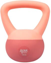 Acra Soft PVC Kettlebell 1 kg, rózsaszín