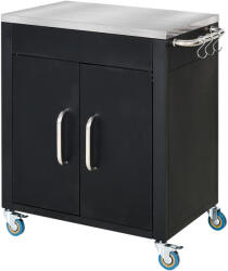 Homcom konyhai kocsi szekrénnyel és 6 rozsdamentes acél akasztóval, fekete