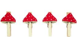 LAALU Karácsonyi dísz - gomba, csíptetős, 4 db (LAU-0001)