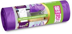 Luxia Saci menaj Strong mov cu manere Luxia, 60 L, 20 buc/rola LUX-4019