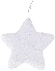 LAALU Karácsonyi dísz - csillag, fehér csillámos, 10 cm (LAU-2117)