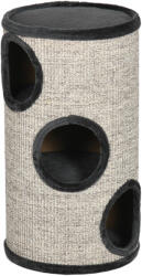 PawHut 3-szintes macskaketrec, szizálból és plüss kaparófából, Ø38x70cm, szürke