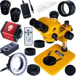 Mikroskop Trinokularowy 7-50× 102 mm z Kamerą FullHD HDMI/VGA + Soczewka Barlow 0.5× + Oświetlacz LED 56x | Profesjonalny Zestaw do Inspekcji i Lutowania Elektroniki