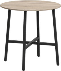 HomCom Kerek Ipari Étkezőasztal 2 Személyre, Fa és Acél, Ø80x75 cm, Fekete és Fa Színű