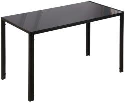 HomCom Téglalap alakú asztal 4 személyes fémből és edzett üvegből, 120x60x75 cm, fekete