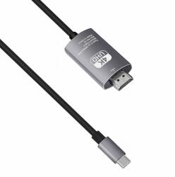 DeTech Кабел DeTech, USB C(м) към HDMI(м), 2. m, 4K, сив (DF18392)