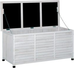 Outsunny kerti pad 127×56×60 cm - fehér fa tárolóhellyel