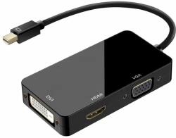 DeTech Конвертор DeTech, Mini DP(м)(Thunderbolt) към HDMI/DVI/VGA, черен (DF17859)