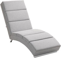 Homcom Magas háttámlájú, dönthető nyugágy vastag párnázattal és fém lábakkal, világosszürke