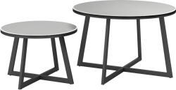 Homcom Outsunny 2 db-os kerti asztal szett edzett üveglappal, Ø70x45 cm, szürke