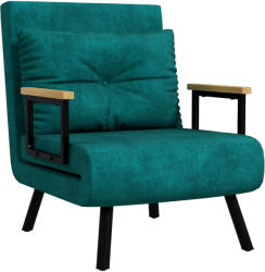 Homcom Kihúzható kanapé 5 fokozatban állítható háttámlával, Összecsukható egyszemélyes kanapéágy párnákkal, 63x73x81 cm, Zöld