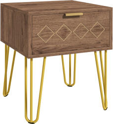 Homcom Modern éjjeliszekrény szett 2 darabos forgácslapból és acélból, fiókkal, 39, 5x41x49 cm, barna