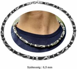  Vastag ezüst - kaucsuk férfi nyaklánc, ezüst ékszer több méretben