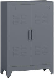 HomCom Multifunkcionális szekrény 2 ajtóval, ipari stílusú, fémszekrény otthonra és garázsba - szürke