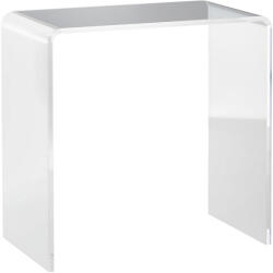 Homcom Akril kisasztal, modern kisasztal, sarkok nélkül, lekerekített szélekkel, tárolóhely kis helyekre, átlátszó