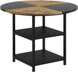 HomCom Kerek étkezőasztal embereknek, ipari konyhaasztal tárolópolcokkal, nappaliba, fekete